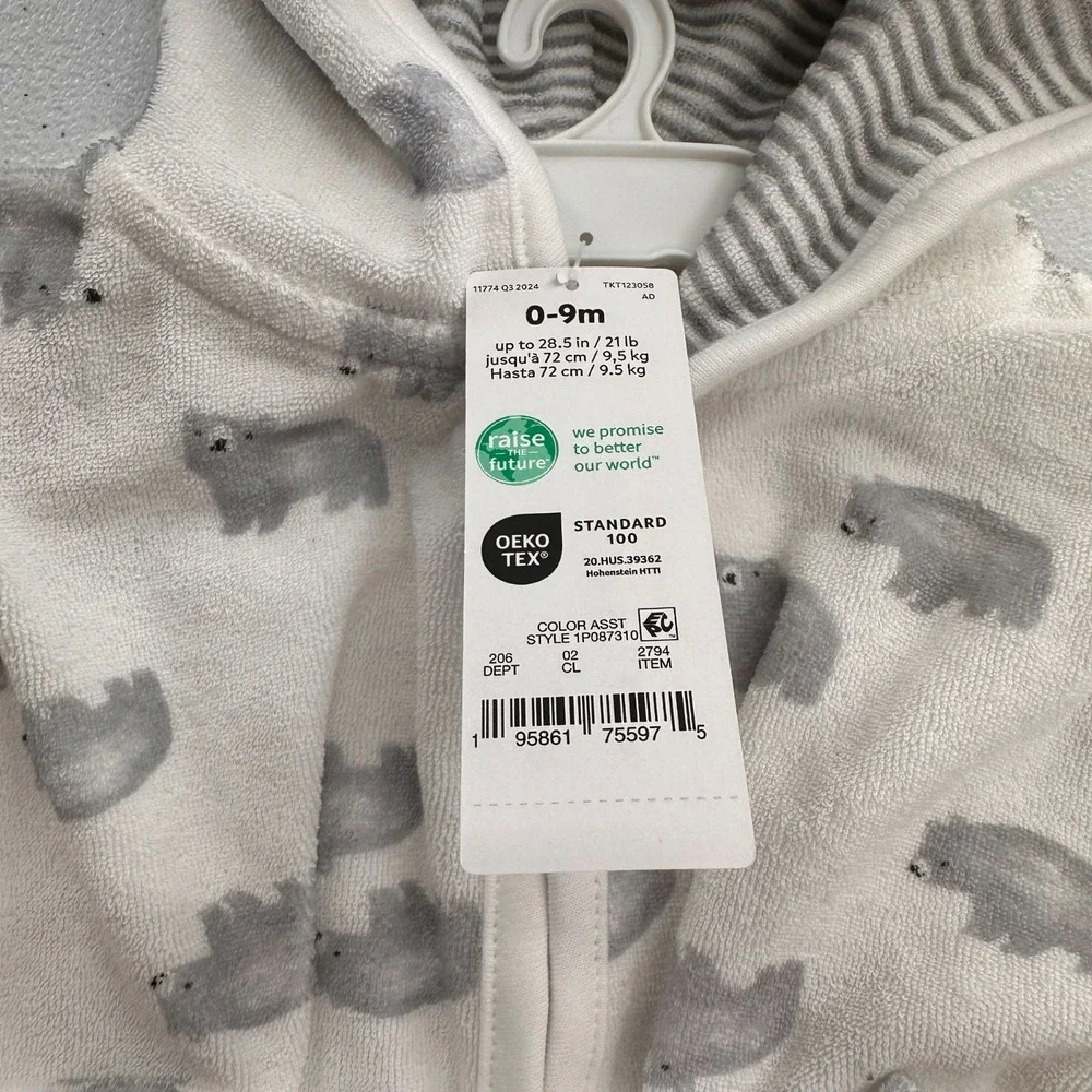 Carters Just One You 2-Piece Set Blue Shark Footie & White Bear Hooded Robe‎ 9M